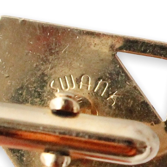 Vintage Swank Gold Plated Square Cufflinks Large Geometric Men’s Cuff Links - Picture 5 of 5